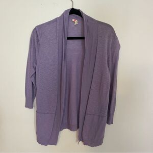 Eileen fisher purple cotton linen blend cardigan simple and classic size small